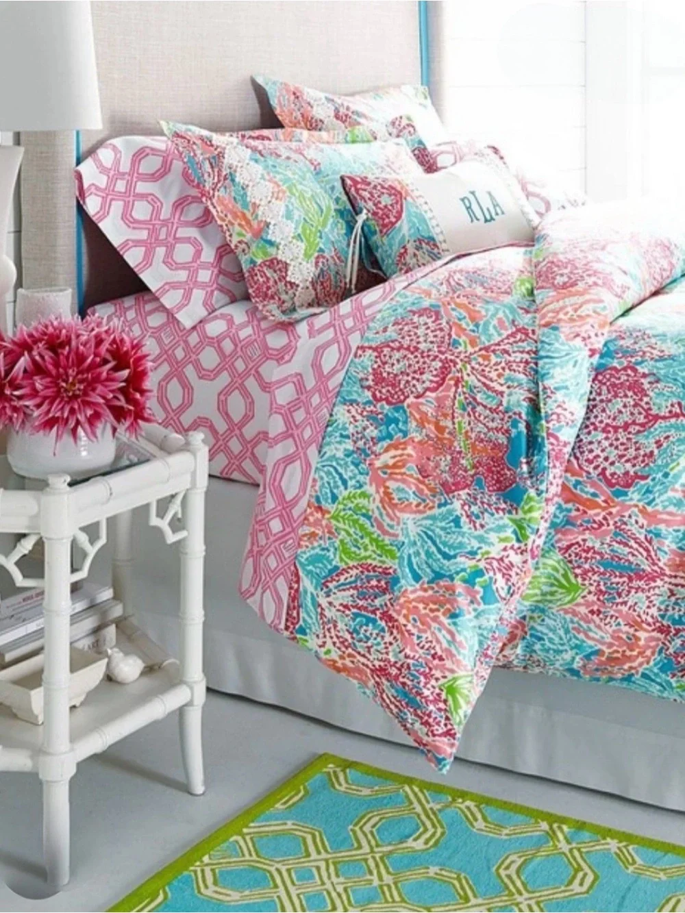 Lilly Pulitzer Garnet Hill Lets Cha Cha Twin Duvet Cover Coral Reef RARE HTF